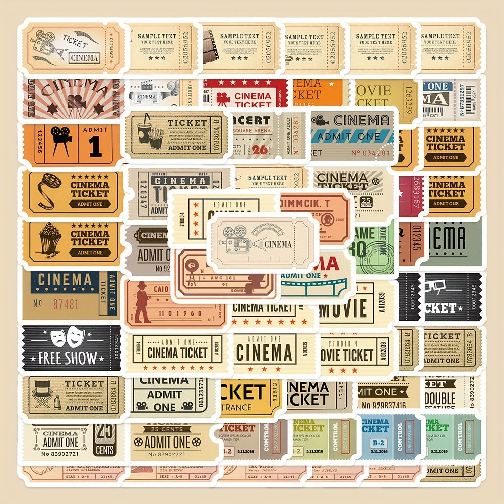 81pcs Classic Movie Tickets Retro Stickers DIY Decorative Stickers
