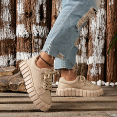 Women's Stylish Platform Sneakers Lace Up Outdoor Shoes