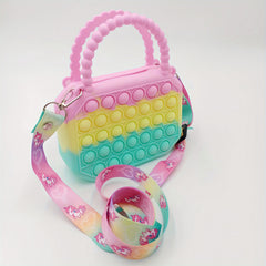 Rainbow Silicone Crossbody Bag Bubble Decompression Toy Handbags For Children