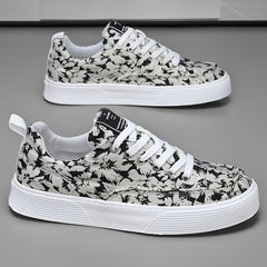 Men's Flowery Lace-up Skate Shoes with Good Grip