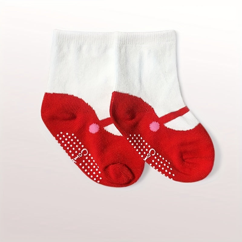 3 Pairs Baby Girls Ballet Shose Pattern Cotton Crew Socks