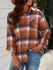 Gingham Graphic Long Sleeve Lapel Casual Shirt