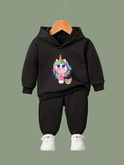 Unicorn Girl Print Hoodies Pants Set Spring Fall Sports Gift