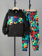 Boy's Gamepad Graffiti Hoodie & Sweatpants Set