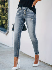 Women's Ripped Stretchy Skinny Leg Jeans Casual Denim Pants