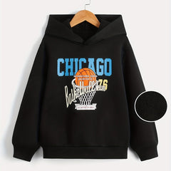 Basketball Print Boys Hooded Sweatshirt for Kids