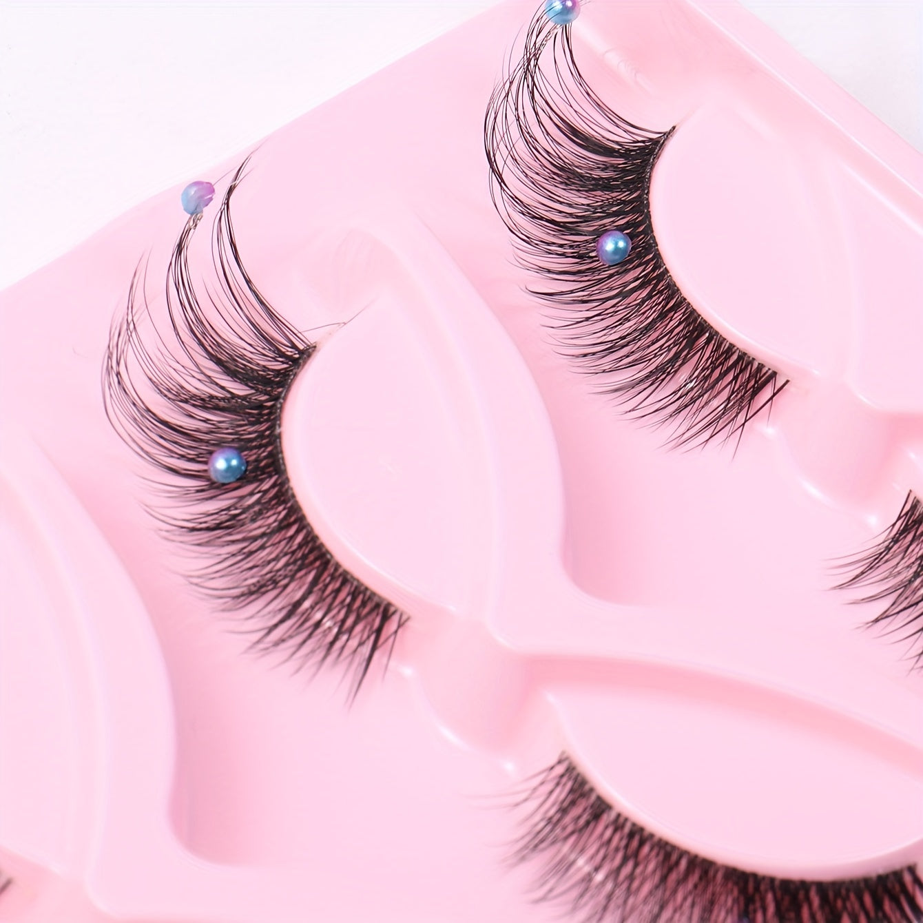 Sexy Doll Style False Eyelashes C Curling Faux Pearl Decorative False Eyelashes