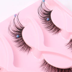 Sexy Doll Style False Eyelashes C Curling Faux Pearl Decorative False Eyelashes