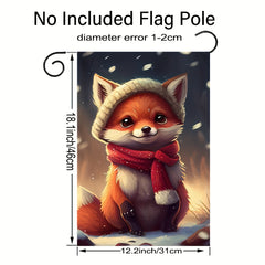 Winter Christmas Fox Garden Flag Double Sided Decor