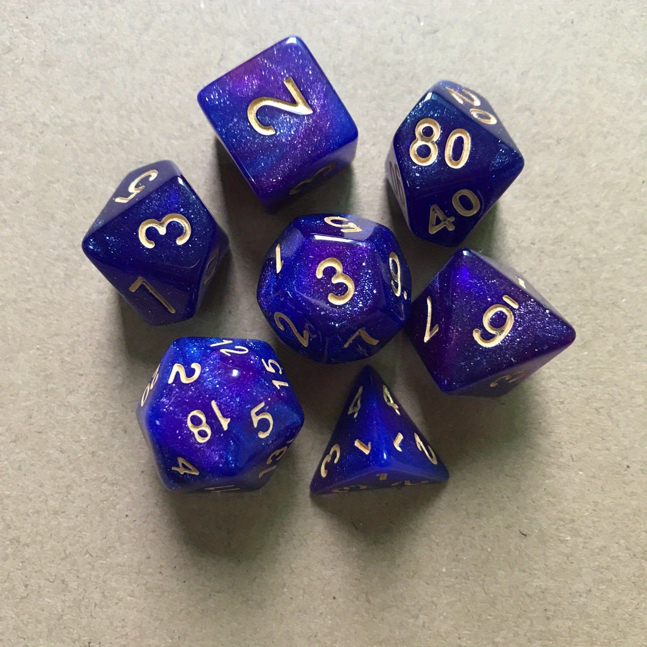 7pcs Starry Sky Two Faced Dice Set Number Game Tones