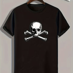 Skull Print Men's Graphic T-shirt for Summer