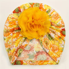 Chiffon Double Floral Baby Headscarf For 0-3 Years