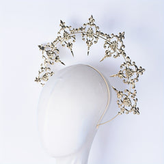 Large Goddess Crown Headband Golden Hair Accessories