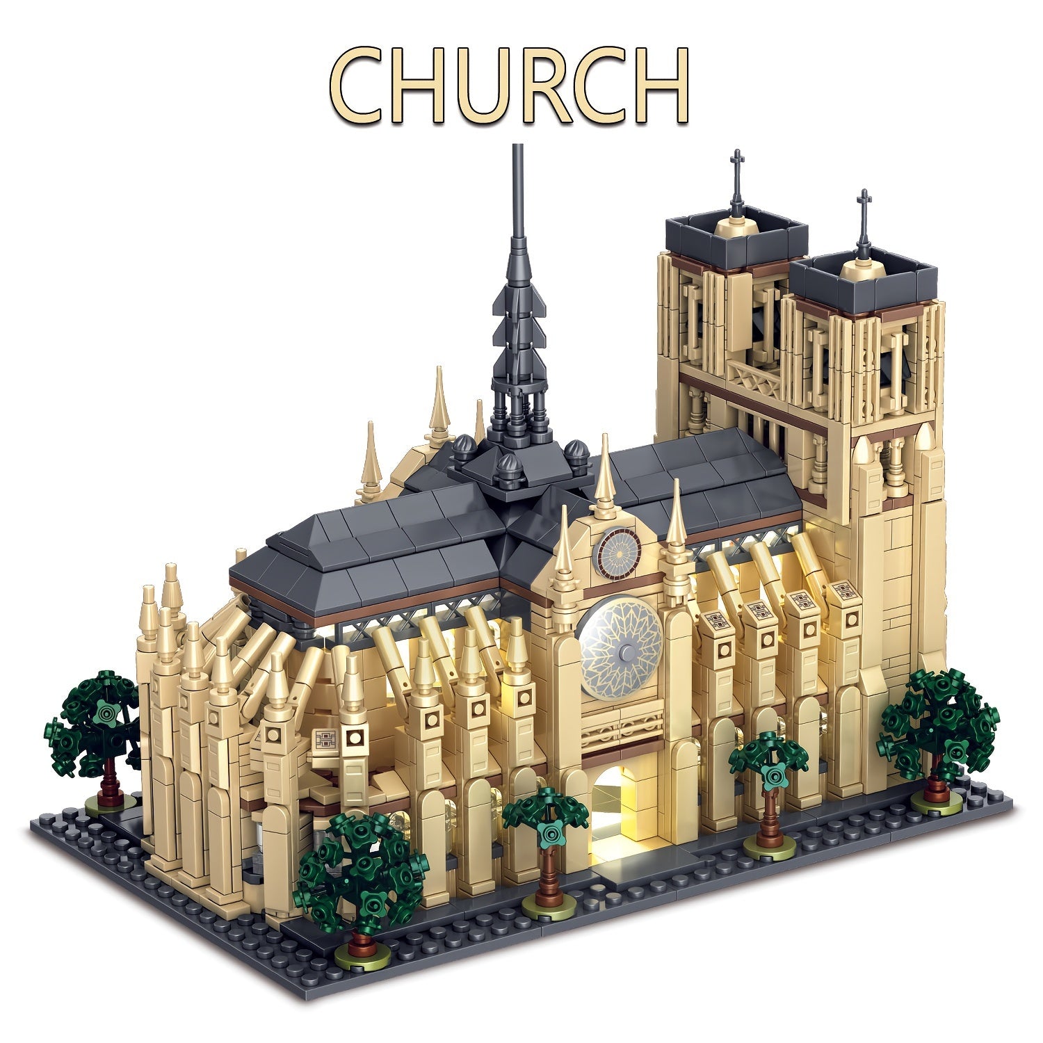 1757pcs Cathedral Building Blocks Set with LED Lights