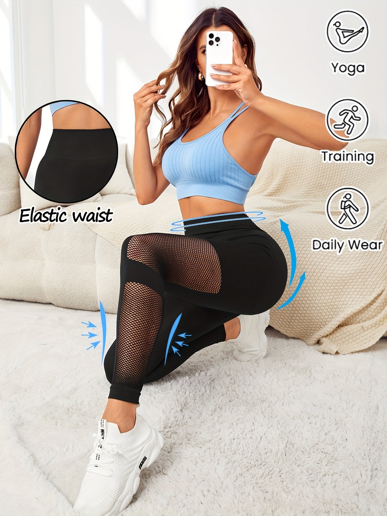 Hollow Breathable Yoga Pants Stretch Leggings
