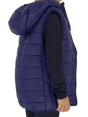Kids' Sleeveless Hooded Jacket Zip Up Jacket