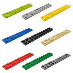 30pcs 2x12 Low Brick Building Blocks Durable ABS Plastic 6 Colors Gray Red Yello