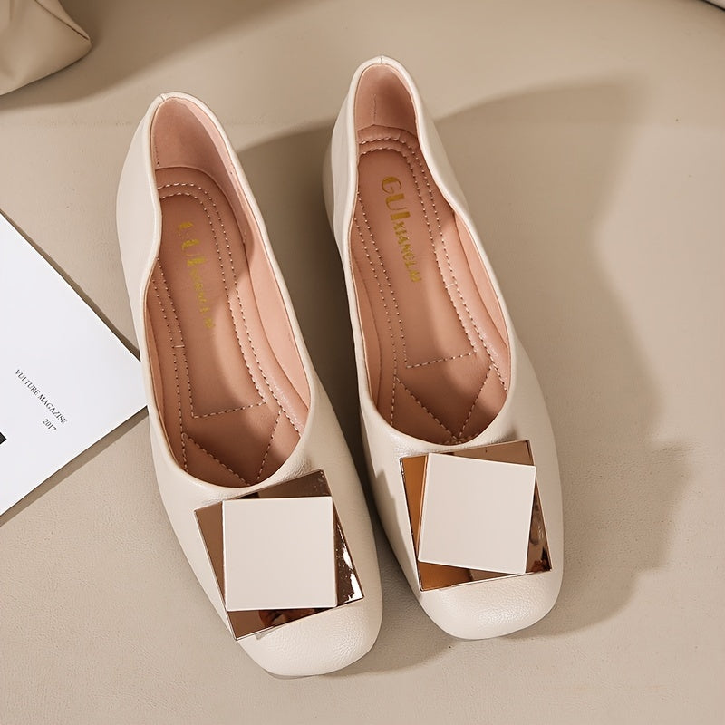 Women's Ballet Flats with Metal Decor