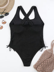 Sexy One Piece Swimsuit Ruched Crisscross Back