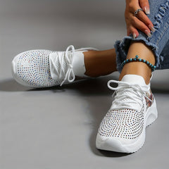Women's Butterfly Print Sports Shoes Rhinestone Decor Low Top Running Shoes