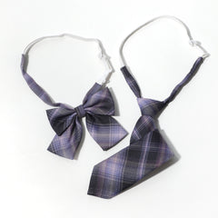 2pcs Purple Plaid Bow Tie Women Casual Neck Tie for Party Prom College Style
