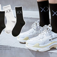 4 Pairs Boys Cotton XX Pattern And Street Style Mid Tube Socks