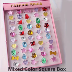 48pcs Colorful Princess Ring Set Dress Up Rings for Girls Birthday