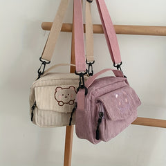Embroidered Bear Crossbody Bag Shoulder + Purse