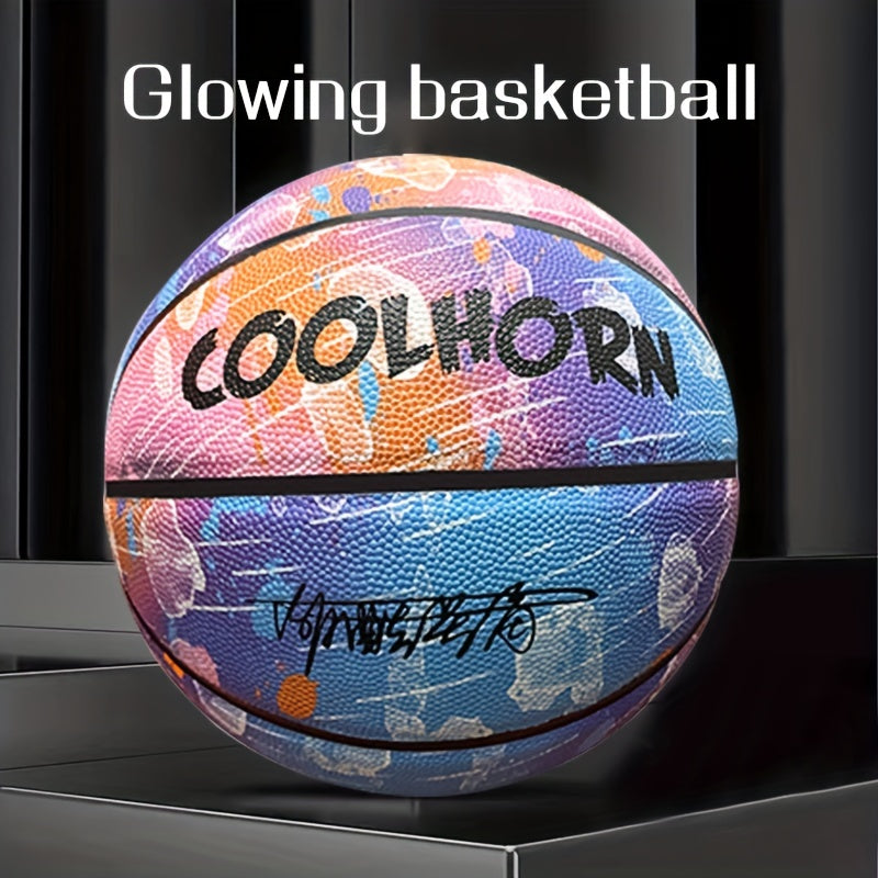 Size 7 Glow In The Dark Basketball Luminous Glowing PU Leather Ball