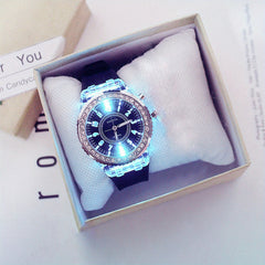 LED Glowing Watches Rhinestone Stubbed Silicone Watches
