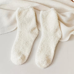 4 Pairs Fuzzy Socks Warm Mid Tube Women's Stockings