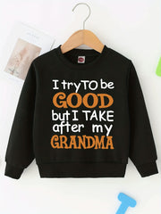 BOYS HOODED SWEATSHIRT WITH LETTER PRINT