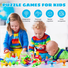 32 Pcs Silicone Suction Cup Toys for Kids with Eggshell Storage