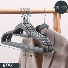 5pcs Plastic Flocking Hanger Non-slip Wardrobe Storage Clothes Hanging Rack