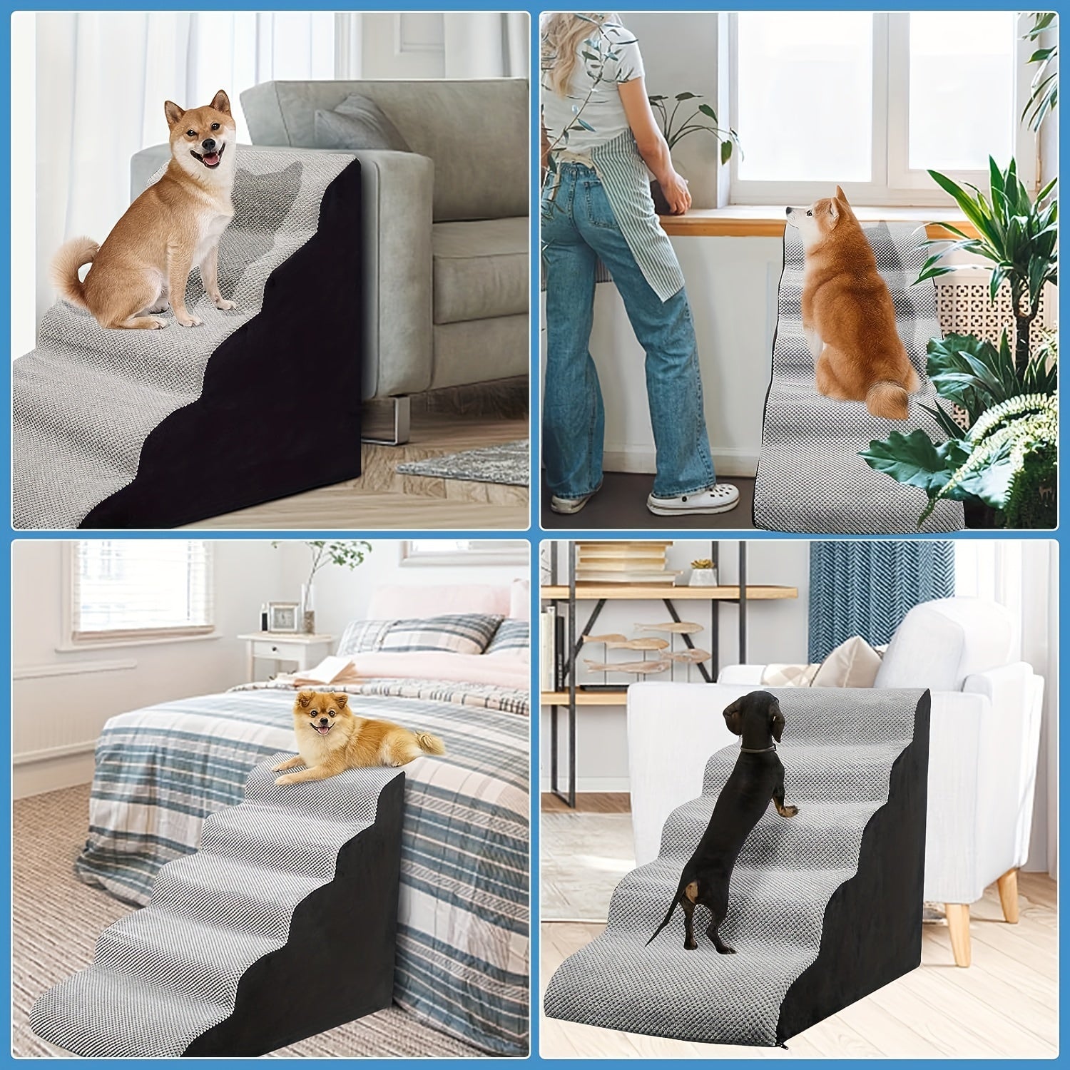 Pet Steps For Dogs And Cats 5 Tiers High Density Foam Dog Ramp