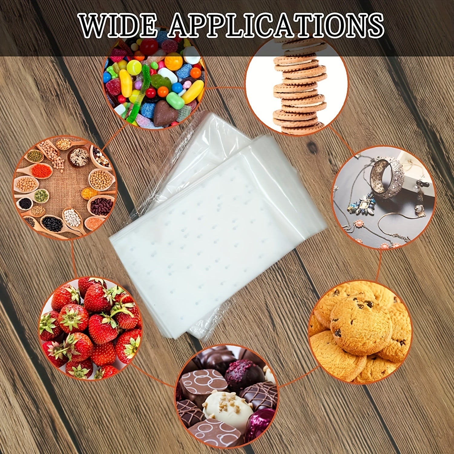100pcs Transparent Self Sealing Polka Dot Candy Bags