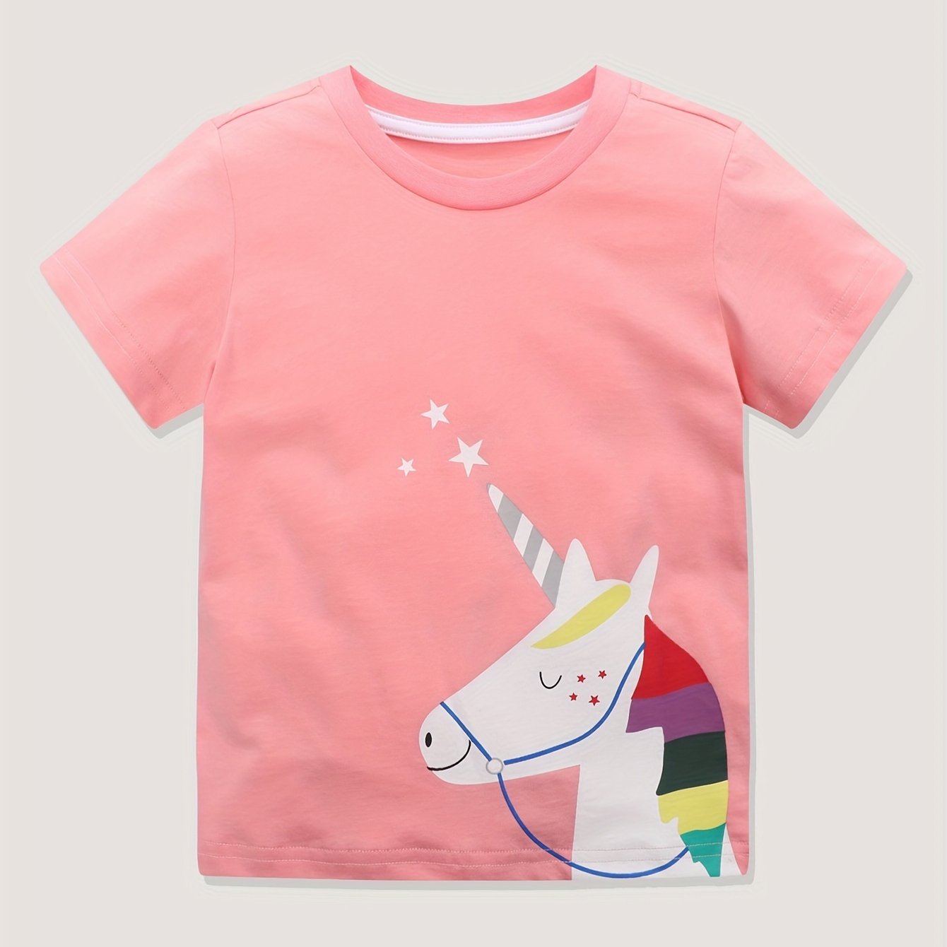 100% Cotton Unicorn Graphic Short Sleeve T-shirt for Girls
