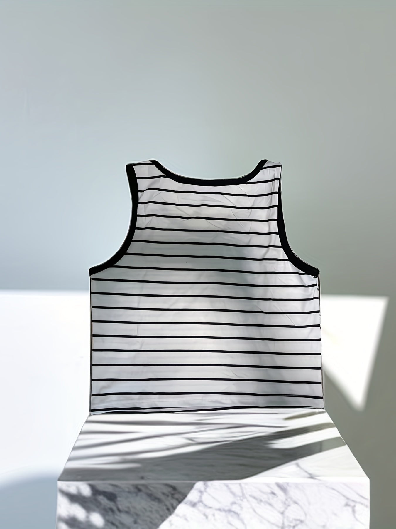 Striped Print Pajama Set Tank Top & Shorts Women's Sleepwear