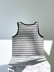 Striped Print Pajama Set Tank Top & Shorts Women's Sleepwear