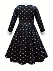 Girls Long Sleeve Button Casual Dress for Spring
