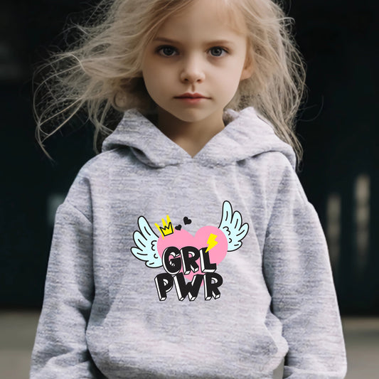 Hearts Wings Pattern Hooded Sweatshirt Girls Hoodies & Sweatpants