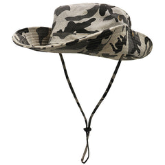 Men's Wide Brim Bucket Hat Sunscreen Benny Hat Camouflage Jungle Fishing Cowboy