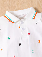 Baby Boys Number Graphic Print Short Sleeve Romper Jumpsuit