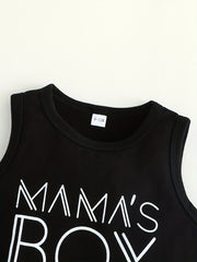2pcs Baby Boys Mama's Boy Tank Top & Shorts Set