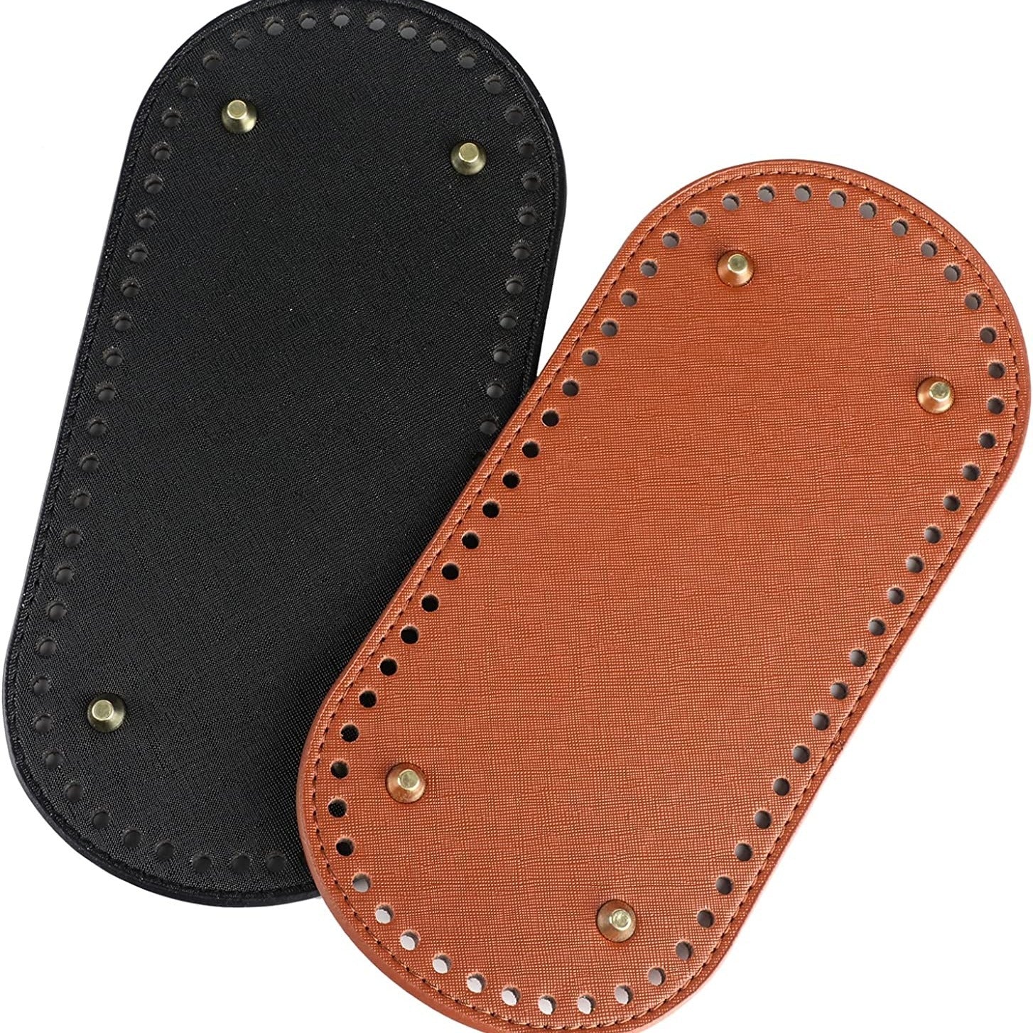 2pcs PU Leather Bag Bottom Holder Woven Bag Bottom DIY Handbag Oval