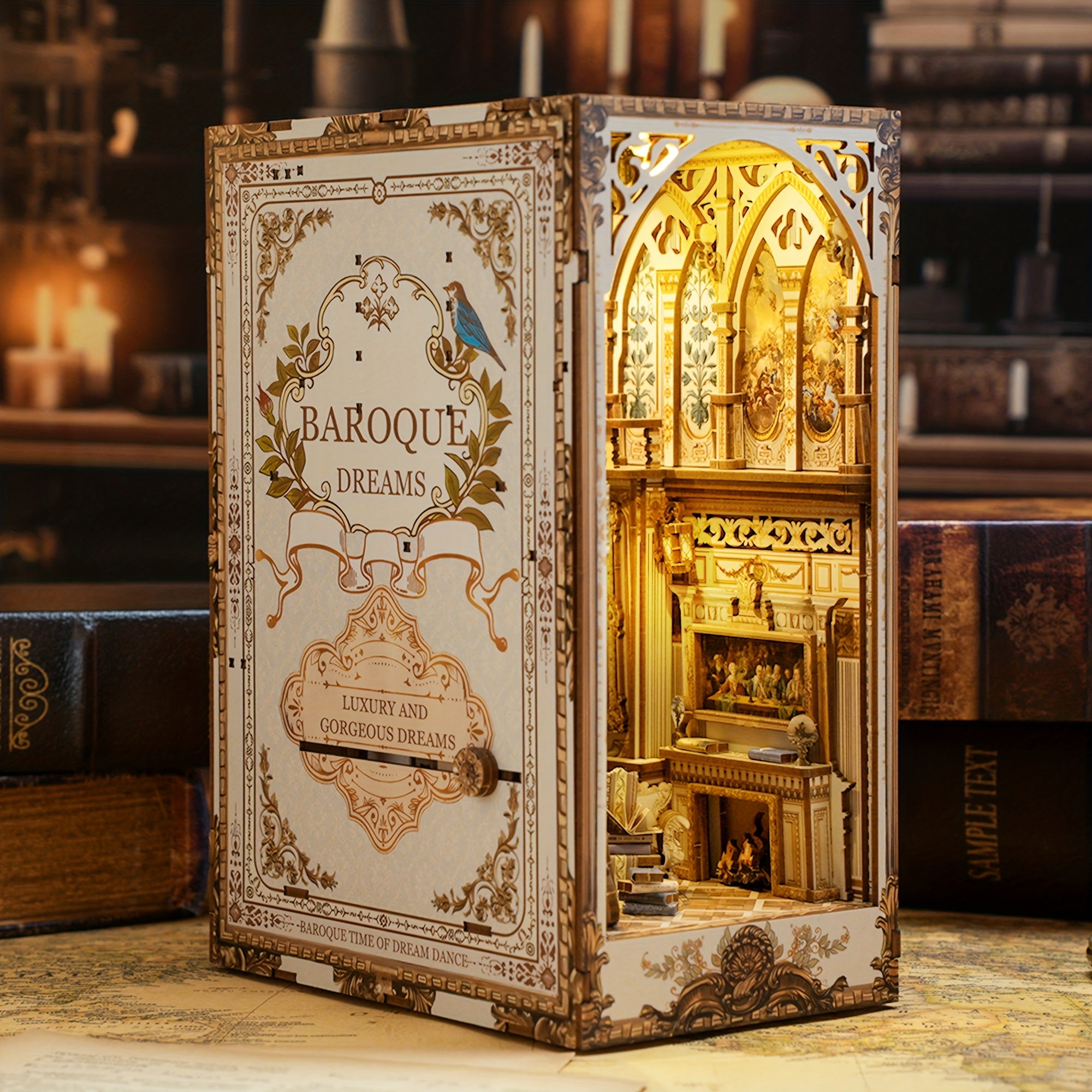 3D Puzzle DIY Book Corner Kit Dollhouse Bookshelf Insert Craft Project