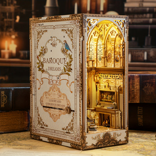 3D Puzzle DIY Book Corner Kit Dollhouse Bookshelf Insert Craft Project
