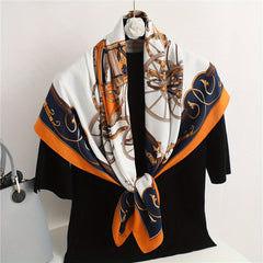 Vintage Carriage Print Bandana Silk Scarf for Women