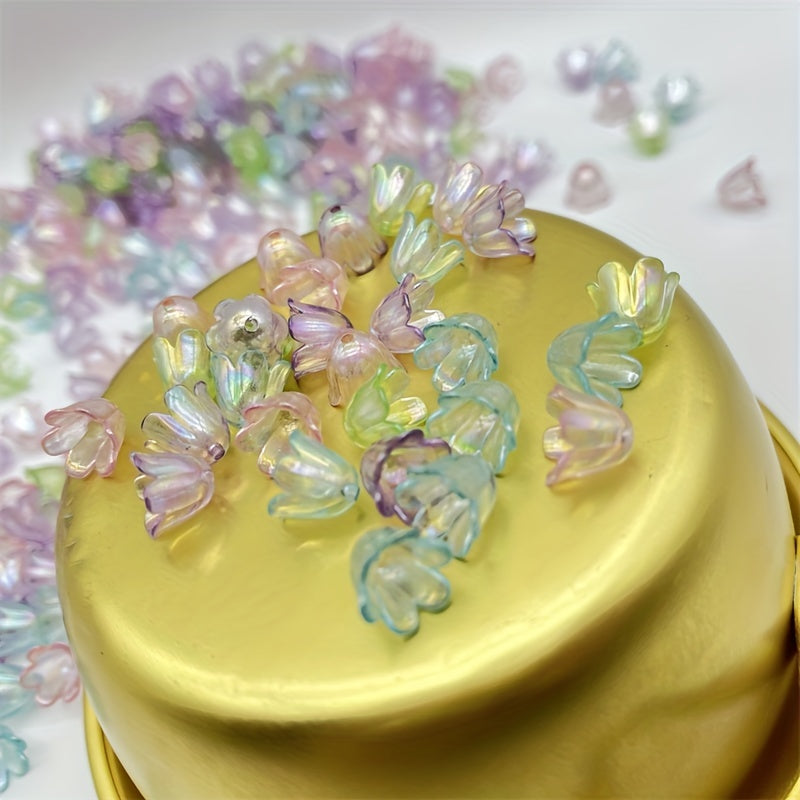 100pcs Straight Hole Small Flower Mixed Beads Bulk