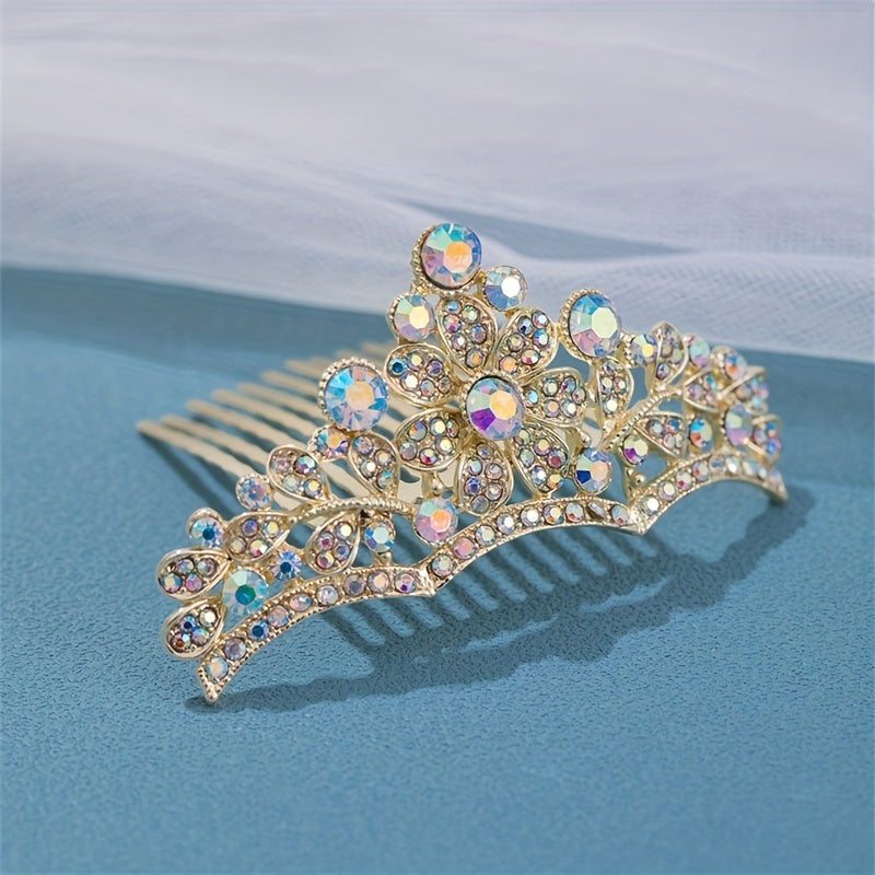 Girl's Rhinestone Crown Hair Comb - Princess Decorative Hair Accessory